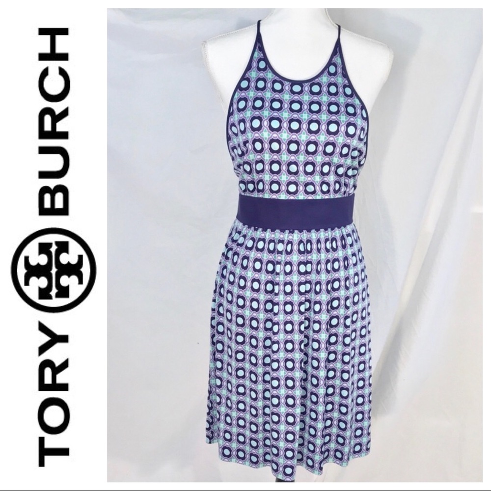 Tory Burch Silk Printed Halter Neck Dress